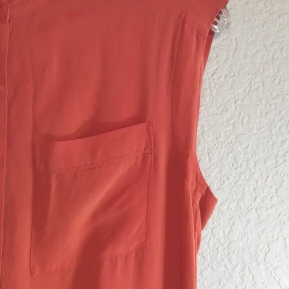All Saints Luna Silk Crepe de Chine Midi Sleeveless Dress Red/Burnt Orange 6 - Picture 6 of 9